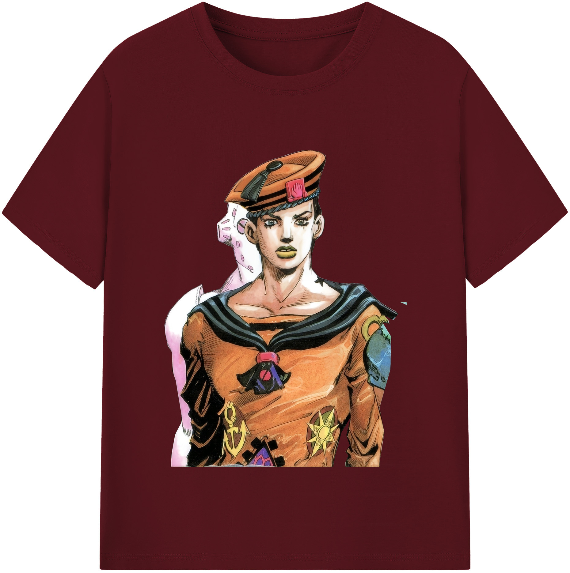 （画像用） ジョジョの奇妙な冒険 東方定助 JoJo's Bizarre Adventure Higashikata Josuke 綿100％半袖Tシャツ（フロントプリント）